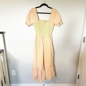 Rachel Parcell Smocked Gingham
Print Midi Dress with Pockets‎ xs